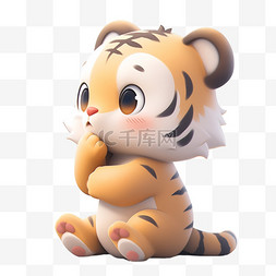 老虎卡通图片_3DC4D立体动物卡通可爱小老虎