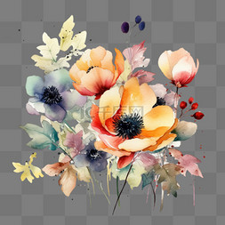 手绘彩色花朵植物图片_彩色水彩植物花朵绘画