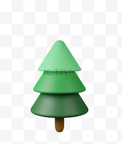 美术试课卡图片_树 绿色 3D 美术 三角形的树 免抠