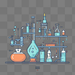 简约插图图片_化学实验器材插画元素