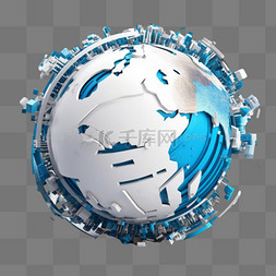 互联网地球素材图片_象征全球贸易的3D地球图形插图。