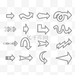 箭头图案黑色线稿图形手帐