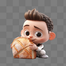 烘焙蛋糕广告图图片_卡通男孩拿面包烘焙食物