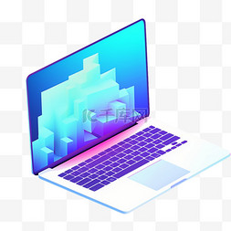 键盘抽象图片_梯度等距笔记本电脑技术背景