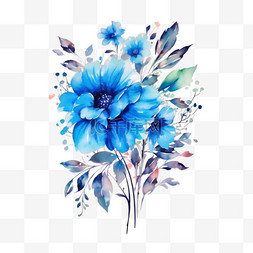 水背景图片_蓝色花卉水彩画感谢卡