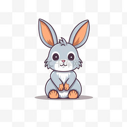小图标图片_可爱的兔子坐着卡通向量图标插图