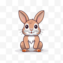 可爱图片_可爱的兔子坐着卡通向量图标插图