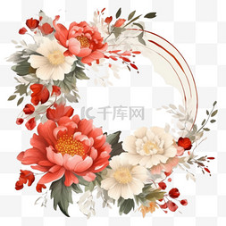 婚礼请柬插图图片_带花的日本婚礼请柬