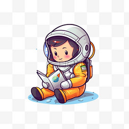 书图片_可爱的宇航员读了一本关于星球卡