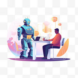 技术支持图片_在工作场所，人类和机器人与计算