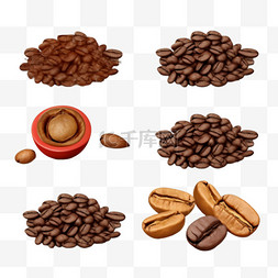 咖啡籽图片_咖啡豆真实感套装