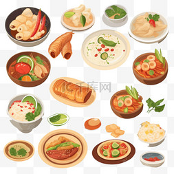 海报泰国背景图片_泰式美食平面插图