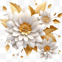 美丽花图片_自然背景，3D金色花朵