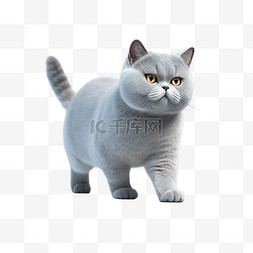 宠物猫图片_卡通3D英短蓝猫宠物猫咪免抠元素
