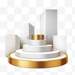 提供了图片_3D风格的讲台造型为金色奢华的背