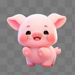 3D立体黏土动物可爱卡通小猪
