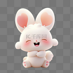 兔子图片_3D立体黏土动物可爱卡通兔子