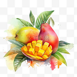 水果芒果图片_夏季手绘水果芒果