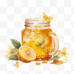 金黄色蜂蜜水饮品