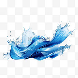 液体水飞溅图片_孤立的蓝色海浪飞溅和水流形态