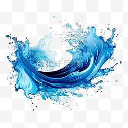 飞溅的蓝色水花图片_孤立的蓝色海浪飞溅和水流形态