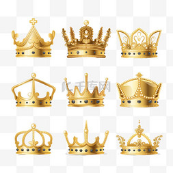 为国王或王后设定逼真的金色皇冠