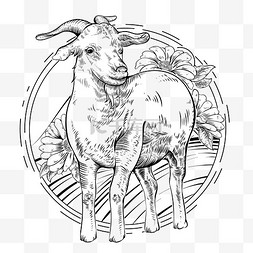 铜版画农场羊山羊版画