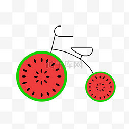 水果自行车素材图片_夏日创意自行车西瓜