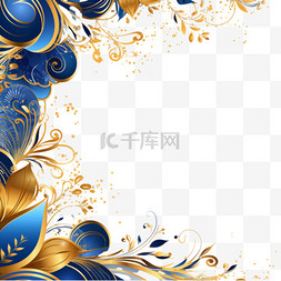 渐变的蓝色背景图片_奢华的蓝色和金色花纹背景