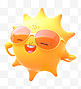 黄色可爱卡通3D戴墨镜太阳
