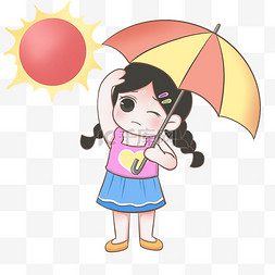预防中暑打伞女孩