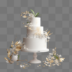 多层蛋糕素材图片_古典花纹结婚婚礼白色多层蛋糕