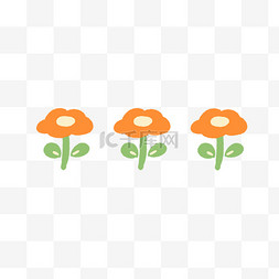 花朵橙色图片_卡通可爱排列花朵印花图案
