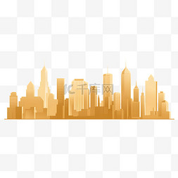 城市图片_金色都市城市建筑天际线剪影