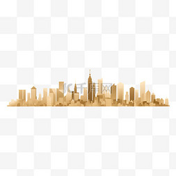 金色都市城市建筑天际线剪影
