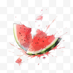 手绘节气图片_水果元素西瓜夏季水果大暑节气西