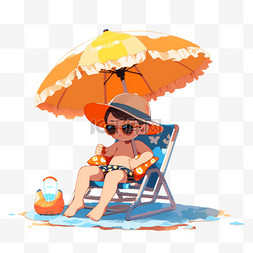 沙滩海水图片_夏季遮阳伞乘凉椅乘凉