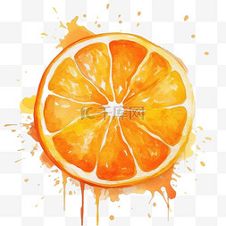 盘子里橙子图片_水彩橙子元素水果