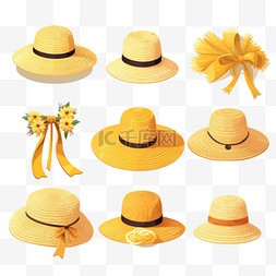 太阳帽图片_各种类型的草帽装饰合集