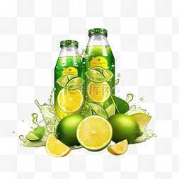 瓶装包装图片_柠檬汁瓶装汽水冷饮饮料