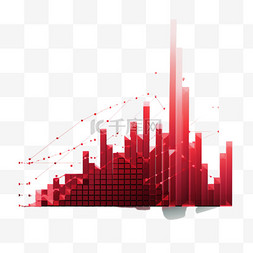 剪贴画图标图片_金融理财红色数据柱状图趋势