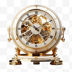 日常物品图片_3D立体产品金色钟表设计日常用品