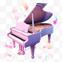 一台钢琴图片_钢琴乐器元素现代钢琴3d元素