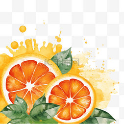 手绘异国风情图片_水彩橙色背景橙子