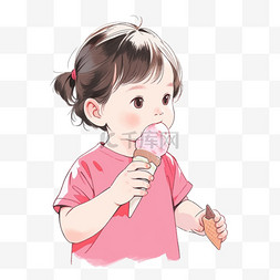 激图片_大暑吃冰激淋的孩子