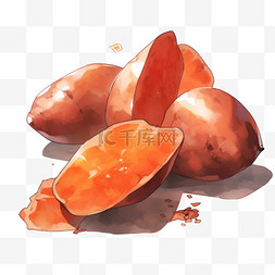 红薯卡通蒸熟的红薯切开的红薯元