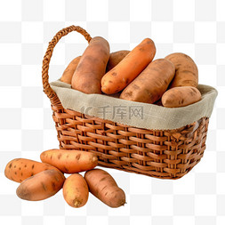 土豆在袋子里图片_土豆马铃薯元素食物实拍编织筐中