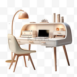 C4D立体3D家具高级感书桌极简日用