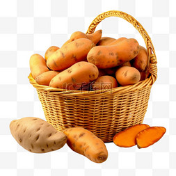 土豆在袋子里图片_土豆马铃薯食物实拍元素编织筐中