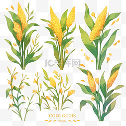 农作物谷子秋天丰收谷子元素玉米